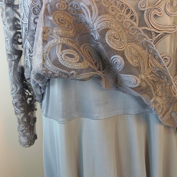 The Soulmates Soutache Lace Women's 2X Gray-Blue Evening Dress is a stunning gow - Picture 7 of 14